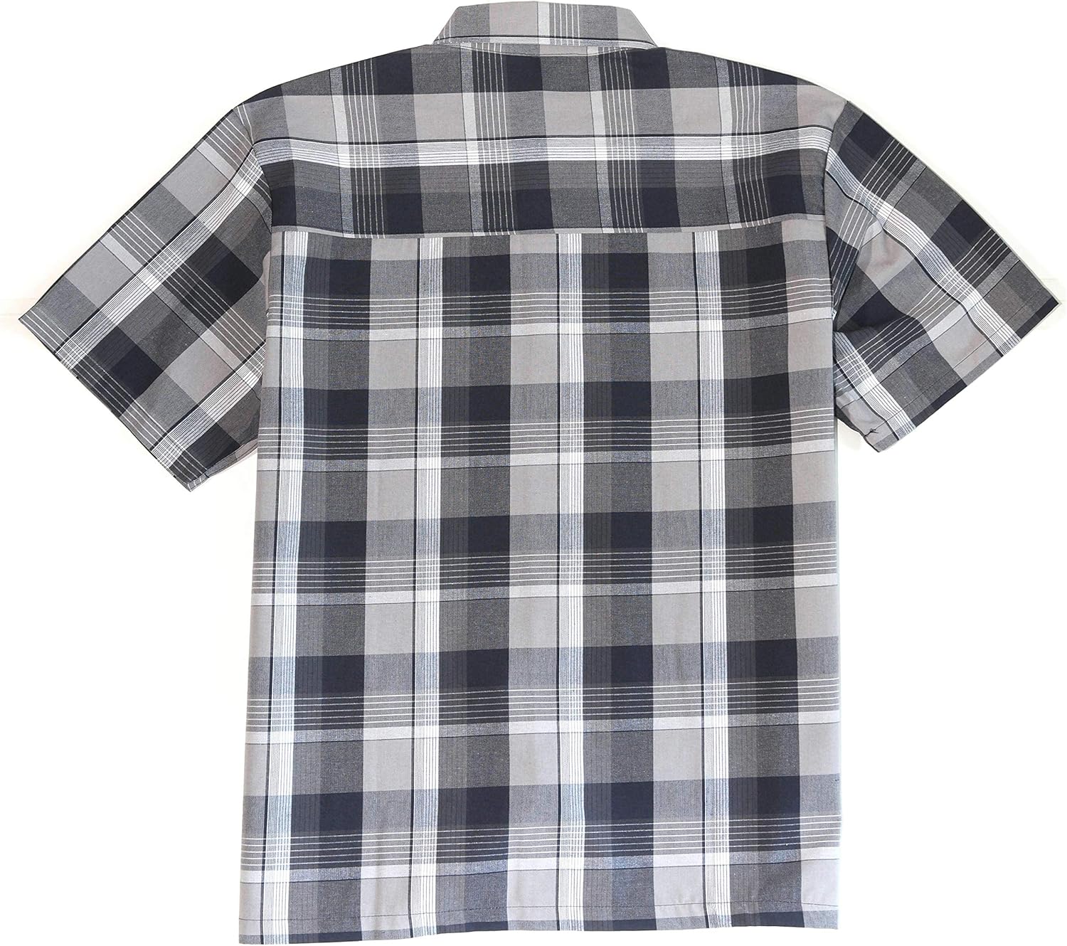 YAGO Men's Casual Checkered Relaxed Fit Button Up Short Sleeve Work Shirt - Image 2