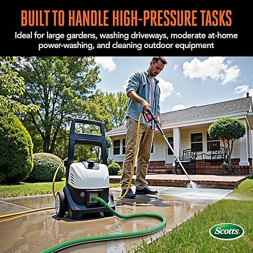 Miniatura 3 de Scotts Manguera de jardín resistente de 50 pies  58 pulgadas de diámetro, 4 capas, 400 PSI de alta presión, manguera de agua fácil de enrollar con