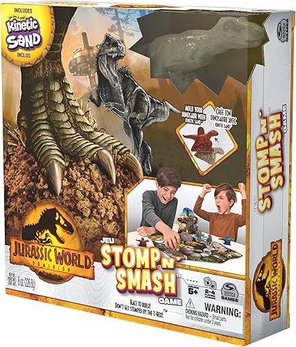 Miniatura 9 de Spin Master Games, Jurassic World Dominion, Stomp N' Smash - Juego de mesa con arena cinética, juguete sensorial de dinosaurio Jurassic Park,