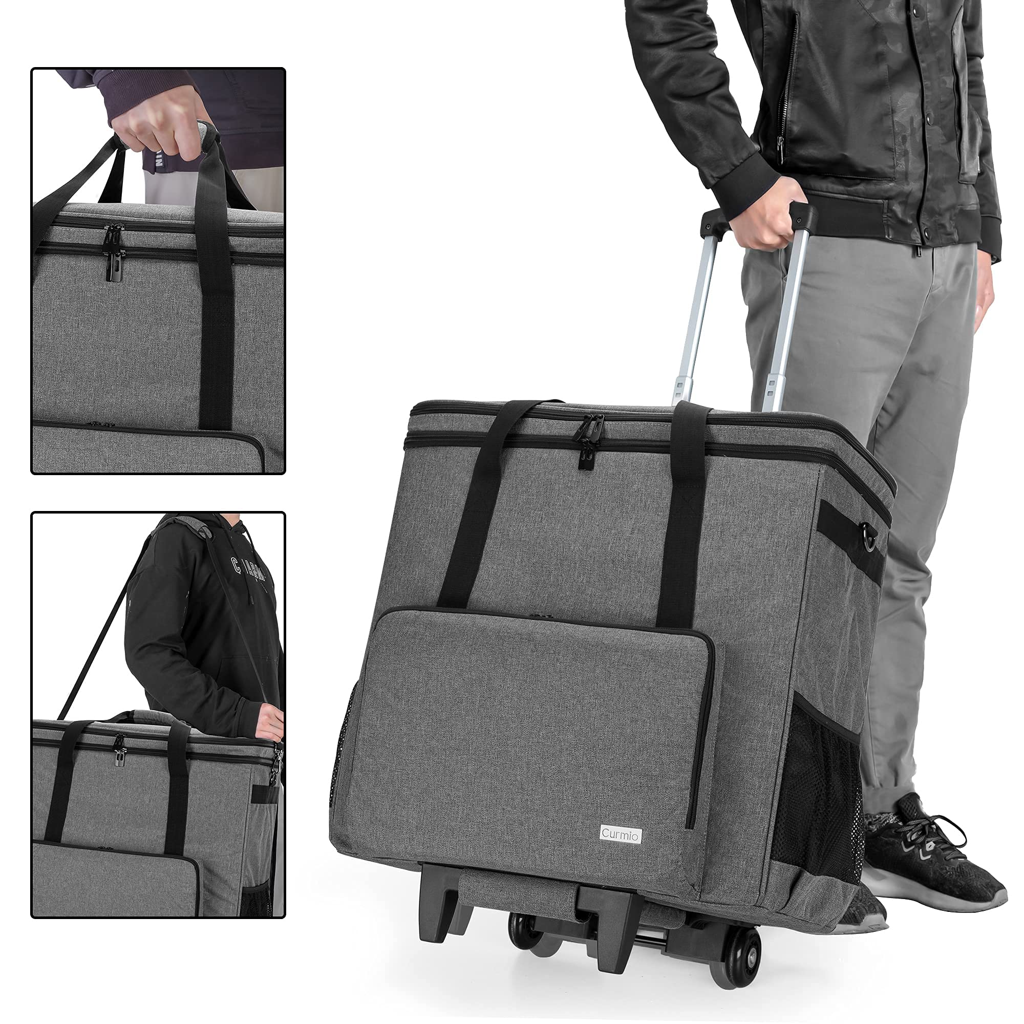 Buy CURMIO Rolling Desktop Computer Carrying Case with Wheels, Double