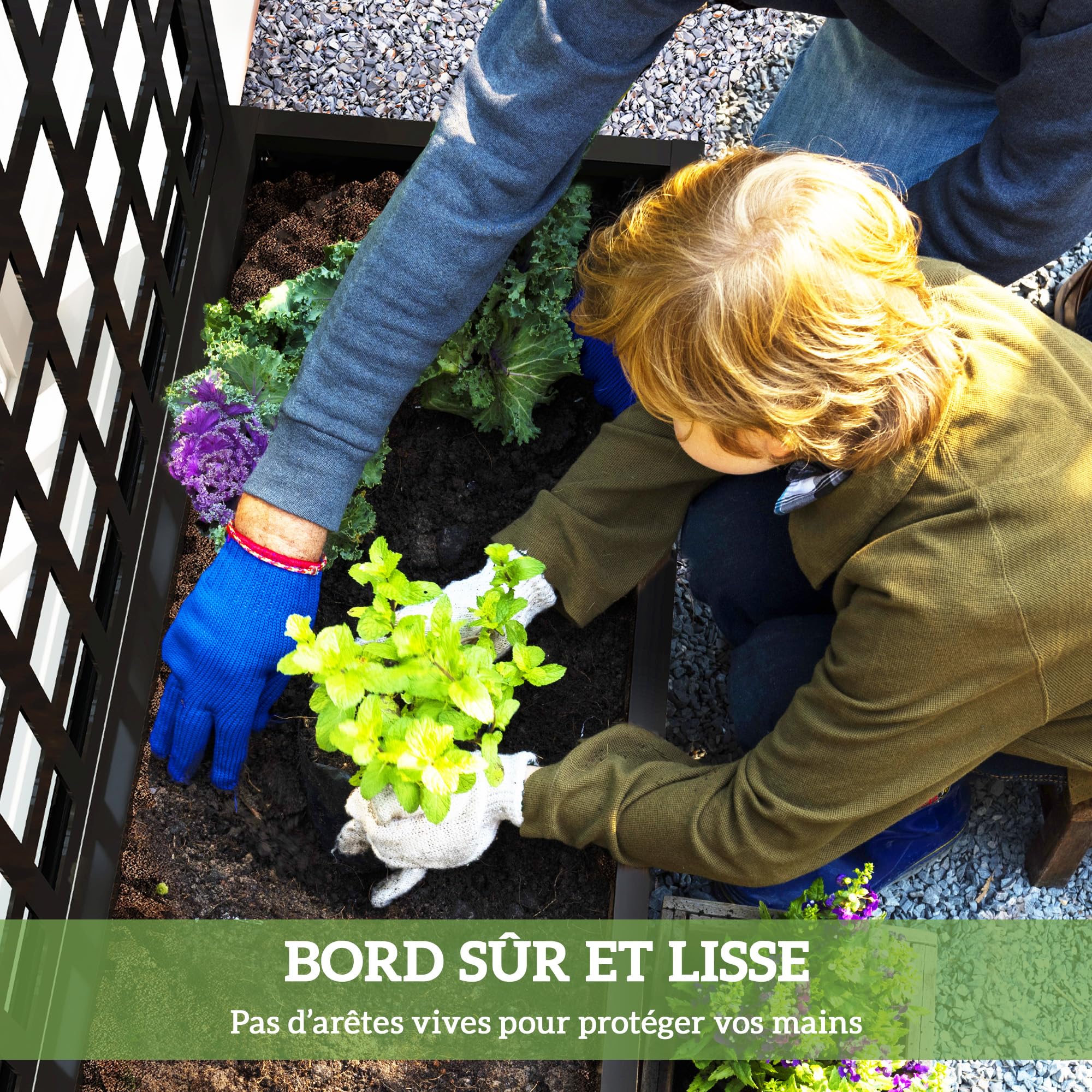 Outsunny Jardinière avec Treillis, Brise-Vue, lit surélevé de Jardin, jardinière extérieure en Acier galvanisée, pour Plantes grimpantes, bac à Fleurs pour Balcon terrasse Patio, 89x40x178cm, Noir