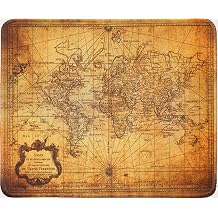 Silent Monsters Mouse Mat 240 x 200 mm Fabric Mouse Mat World Map Antique - Stitched Edge Non-Slip & Quiet Gaming Office Office Home Office - 24 x 20 cm Mouse Pad Mat - Mouse Mat Small All Mouse Types