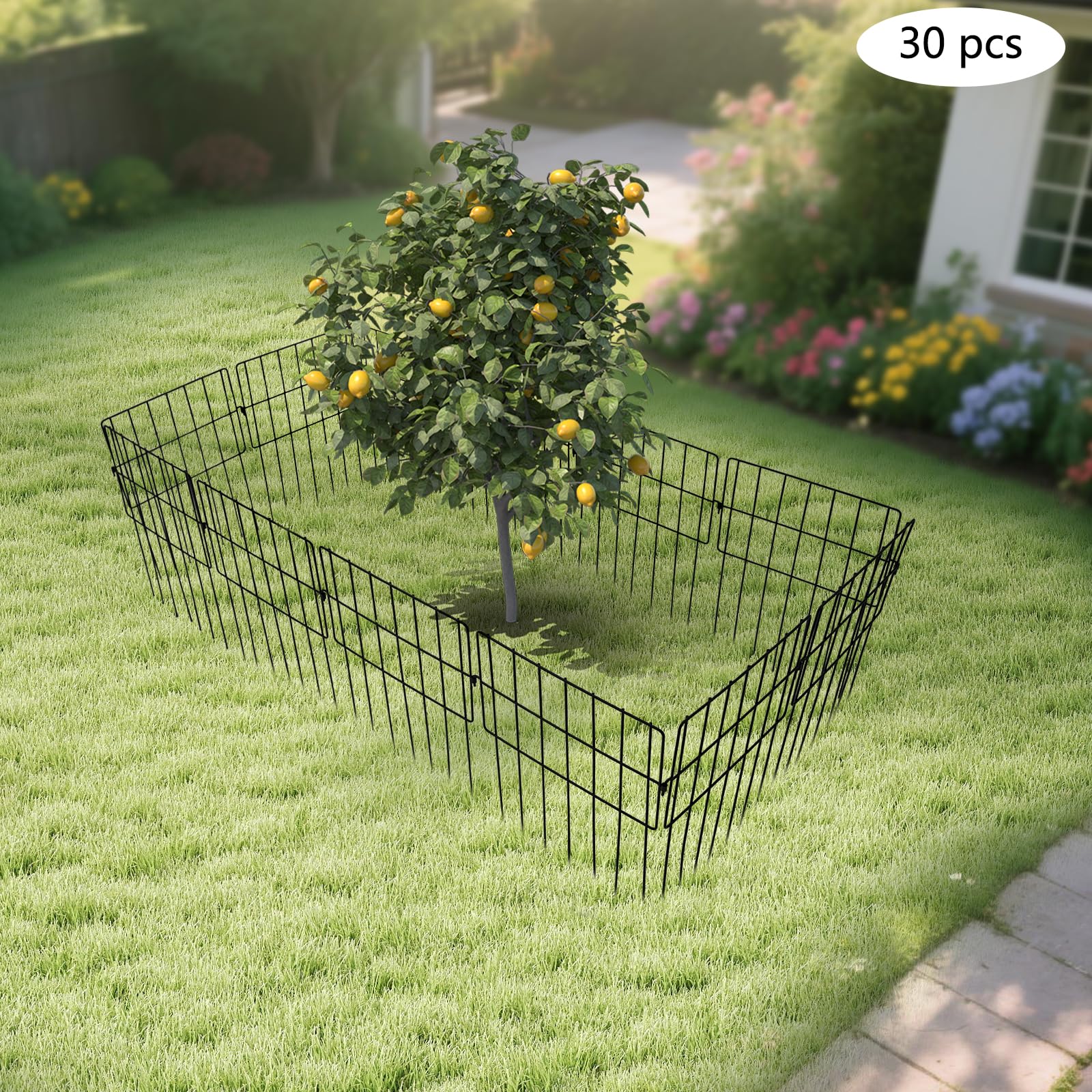 30 Stück Gartenzaun Metall, Beetzaun Steckzaun Rostbeständig, Dekorativer Rasenzaun Beeteinfassung für Garten Rasen Gemüsebeet Hundeschutz, Metall Gartenzaun zum Stecken Wetterfest Robust