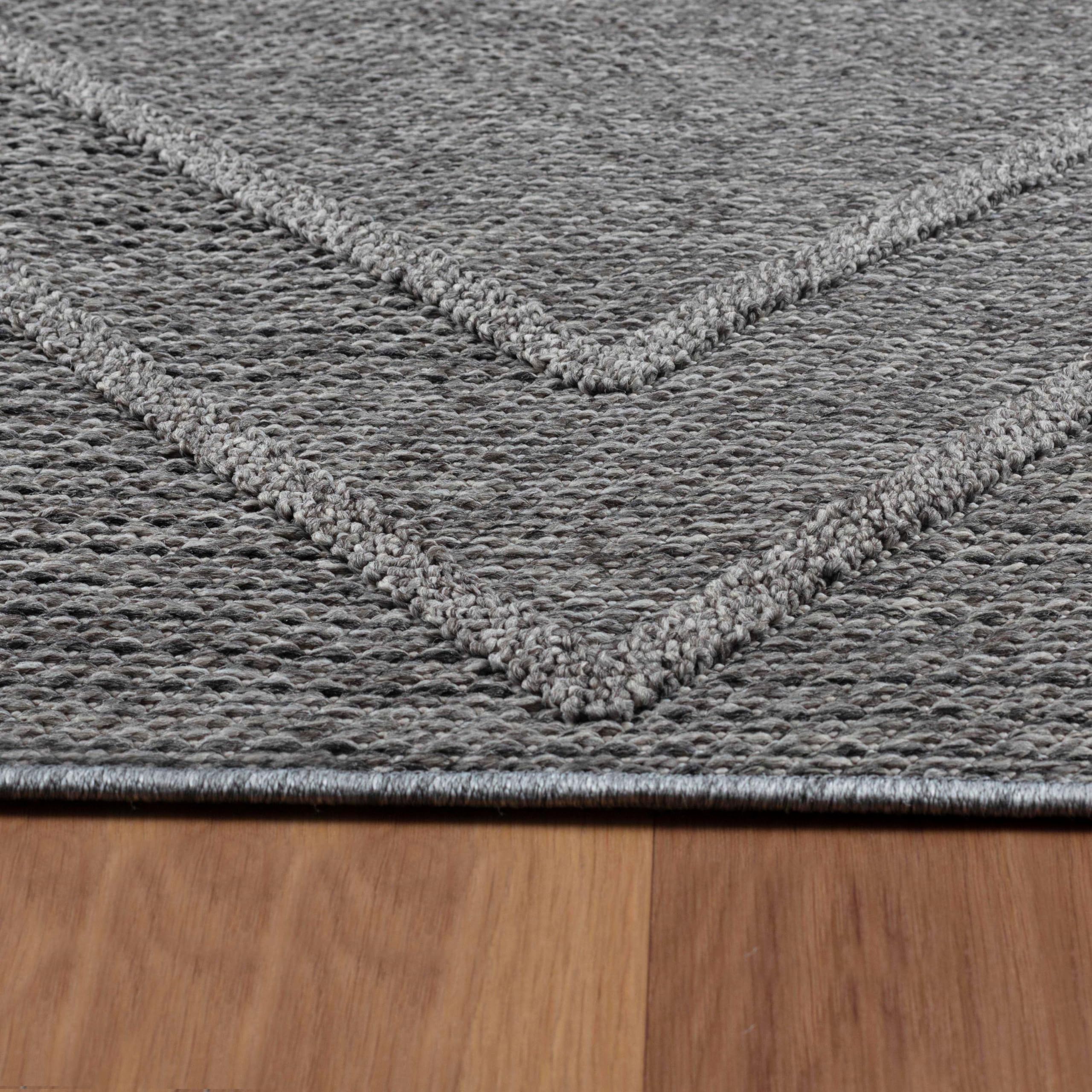 SIMPEX Tapis d'extérieur, Style bohème, Tapis Gris, 200 x 290 cm, Tapis de Style scandinave, Cuisine, Balcon, terrasse, Jardin, Pique-Nique