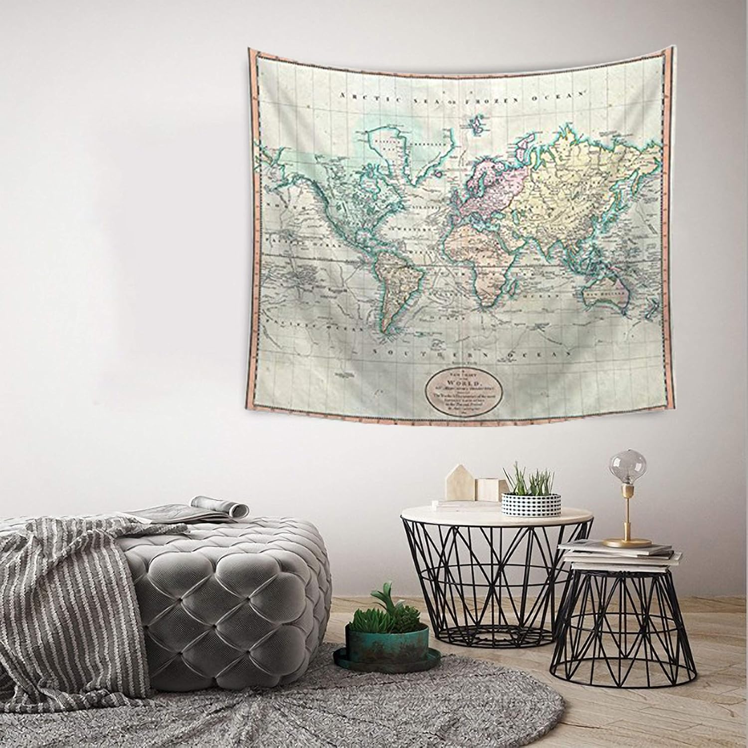 OSVINO Vintage World Map Tapestry Wall Art Hanging for