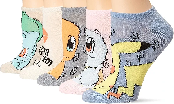 Pokemon Womens 5 Pack No Show Socks