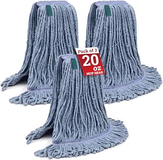 KLEEN HANDLER 20 Oz Loop End Heavy Duty Wet Mop Head Replacement,3 Pack