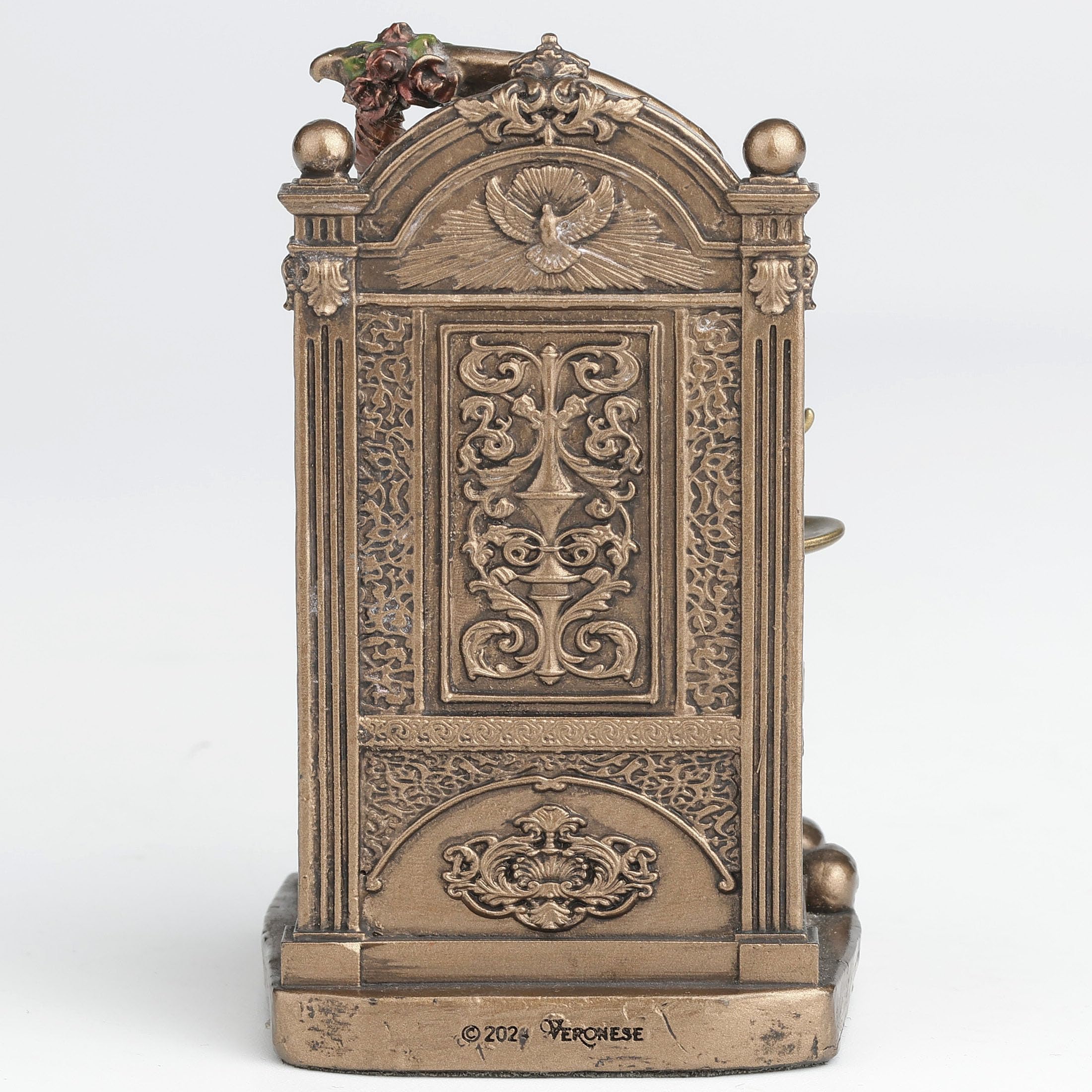Veronese Design Figurine de collection Père Noël Muerte assis sur le trône tenant une fausse et une échelle en polystone peinte à la main Finition bronze 9,5 cm