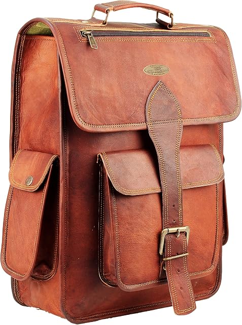 HULSH 16 Inch Genuine Leather Backpack for Women and Mens Leather backpack and Leather laptop backpack for Women | Leather backpack for men Perfect mens backpack for daily use Retro backpack Vintage