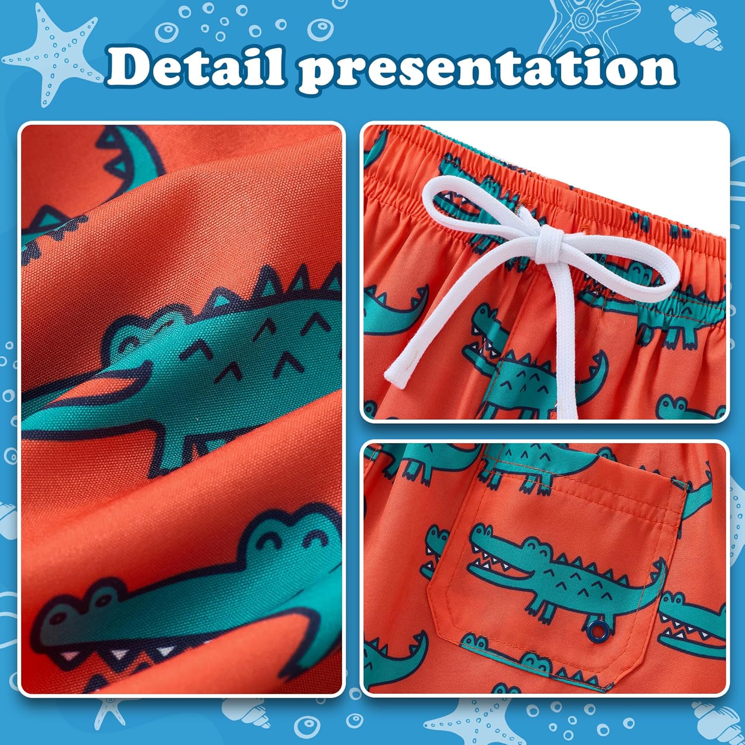 UMELOK Boys Swim Trunks with Compression Liner Toddler Bathing Suit