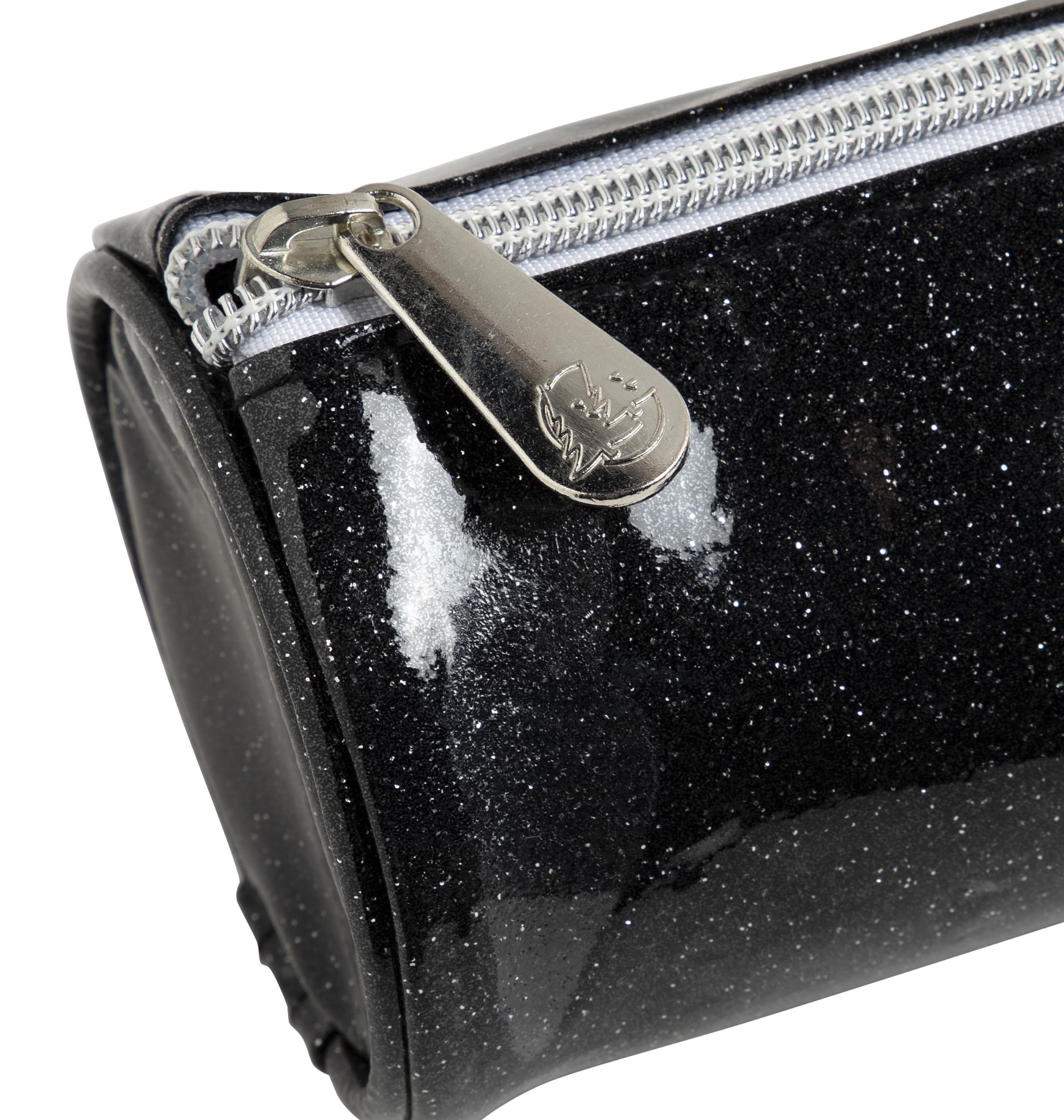 Exacompta - Réf. 52770E - Carton de 16 trousses rondes Glitter en PU simili cuir paillettes - doublée de polyester - dimensions 22,5 x 8 cm - couleurs bleu, gris, noir, nude