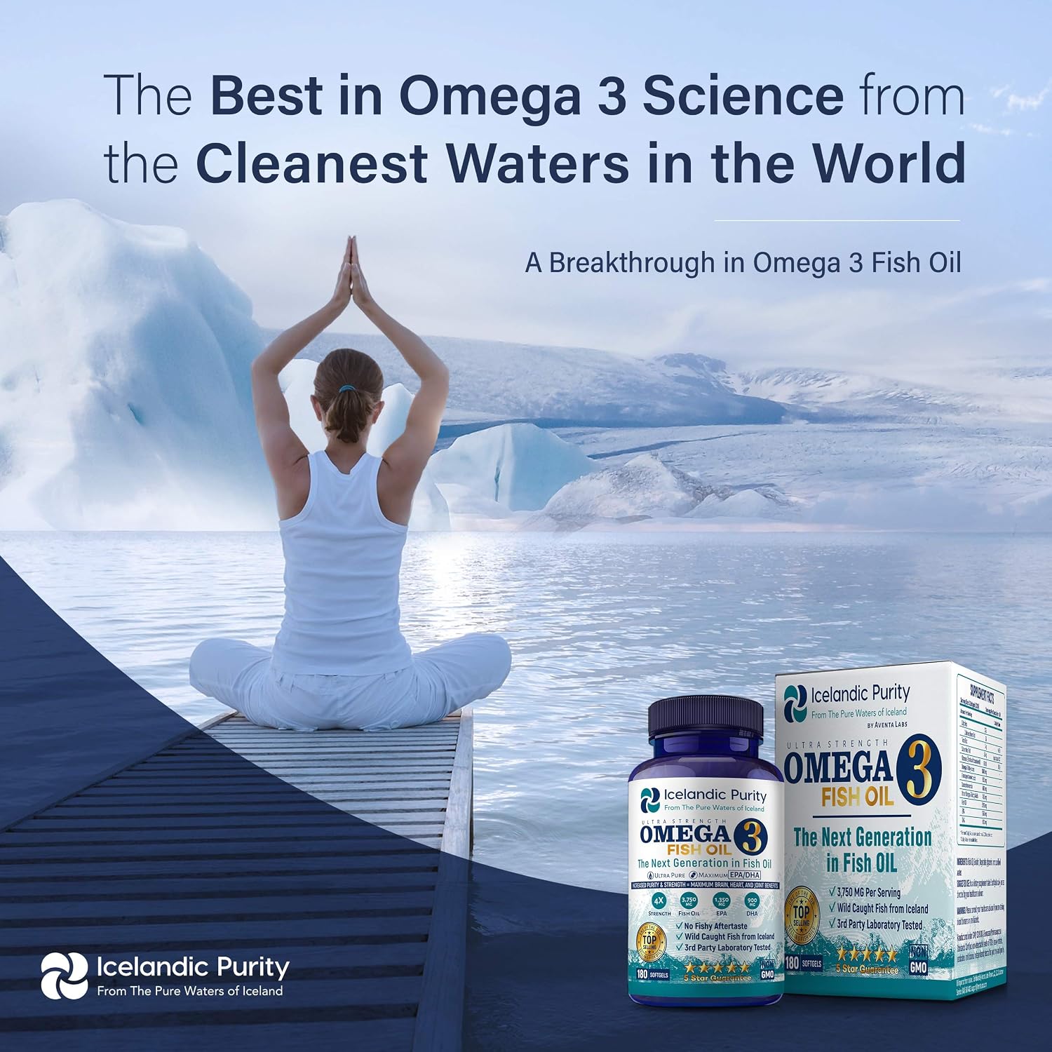 Omega 3 Fish Oil 3750mg | 4X Strength | Wild-Caught, Non-GMO, Burpless | Laboratory Tested | EPA 1350mg + DHA 900mg | Supports Heart, Brain & Joint Health (180 Count)