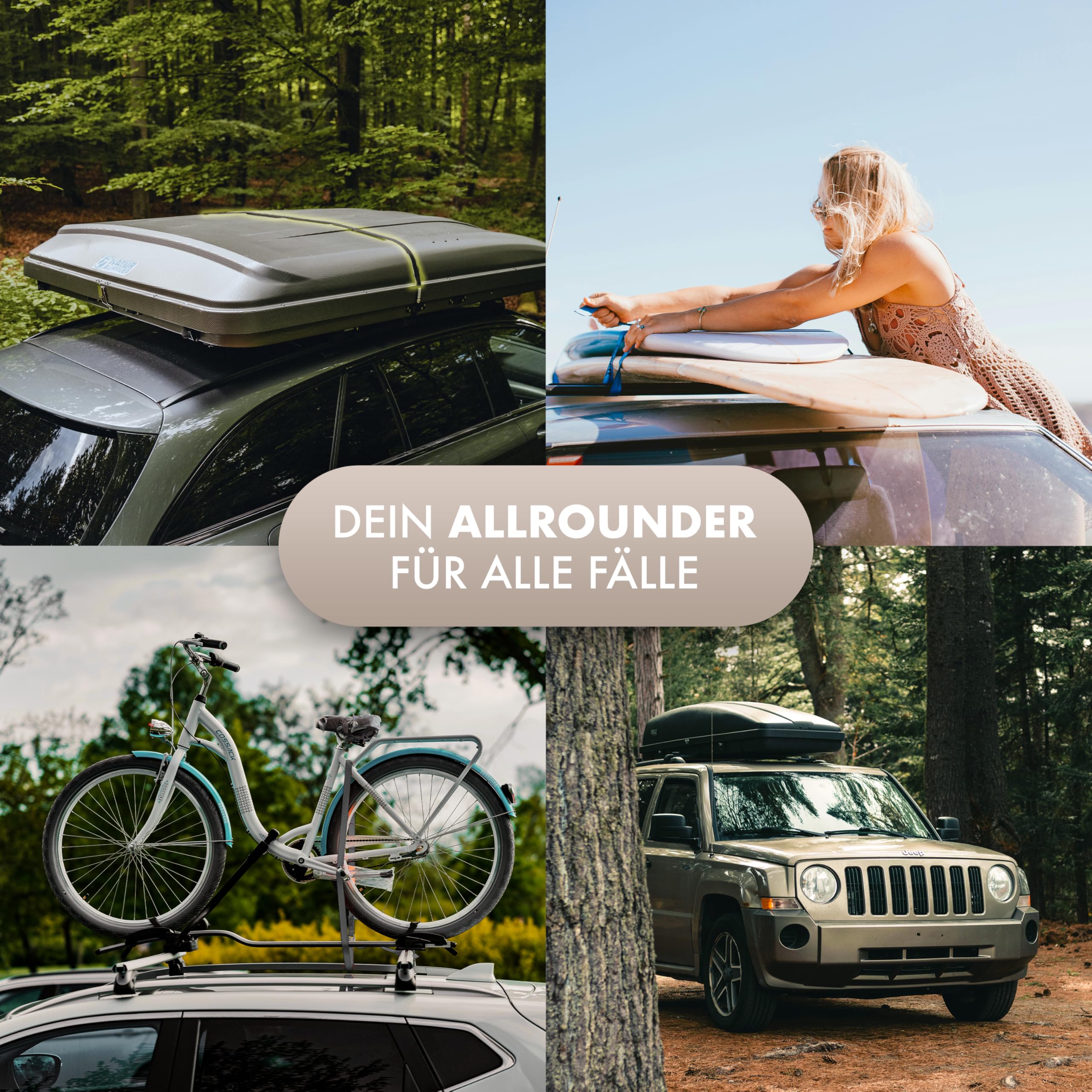 Naturbummler Abschließbarer Spanngurt [4 m] – sicherer Zurrgurt mit eingearbeitetem Stahlseil, Schloss & Schlüssel – Robustes Befestigungsband für Dachbox, Dachzelt, Motorrad & Fahrrad (Schwarz)