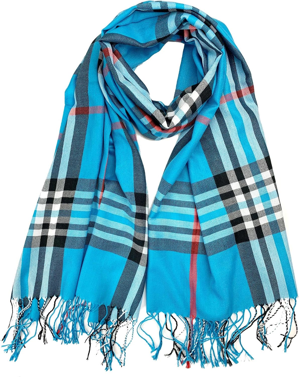 Plum Feathers Luxurious Classic Plaid Pattern Pashmina Blanket Scarf