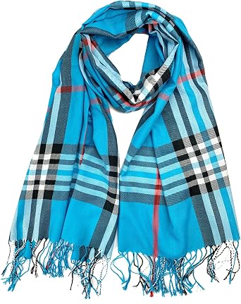 Plum Feathers Luxurious Classic Plaid Pattern Pashmina Blanket Scarf