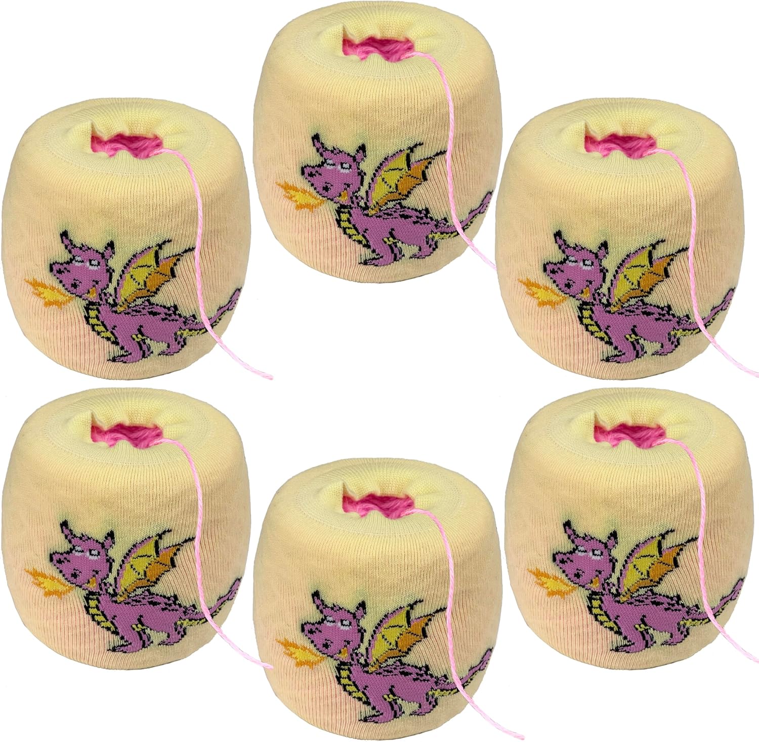 MasBros Yarn Ball Sleeve Yarn Cozy Yarn Cake Holder Skein Coat Anti-Tangle Cover for Center Pull Yarn Ball of Sizes from 3 oz to 6 oz 6 PCs (Dragon Yellow)