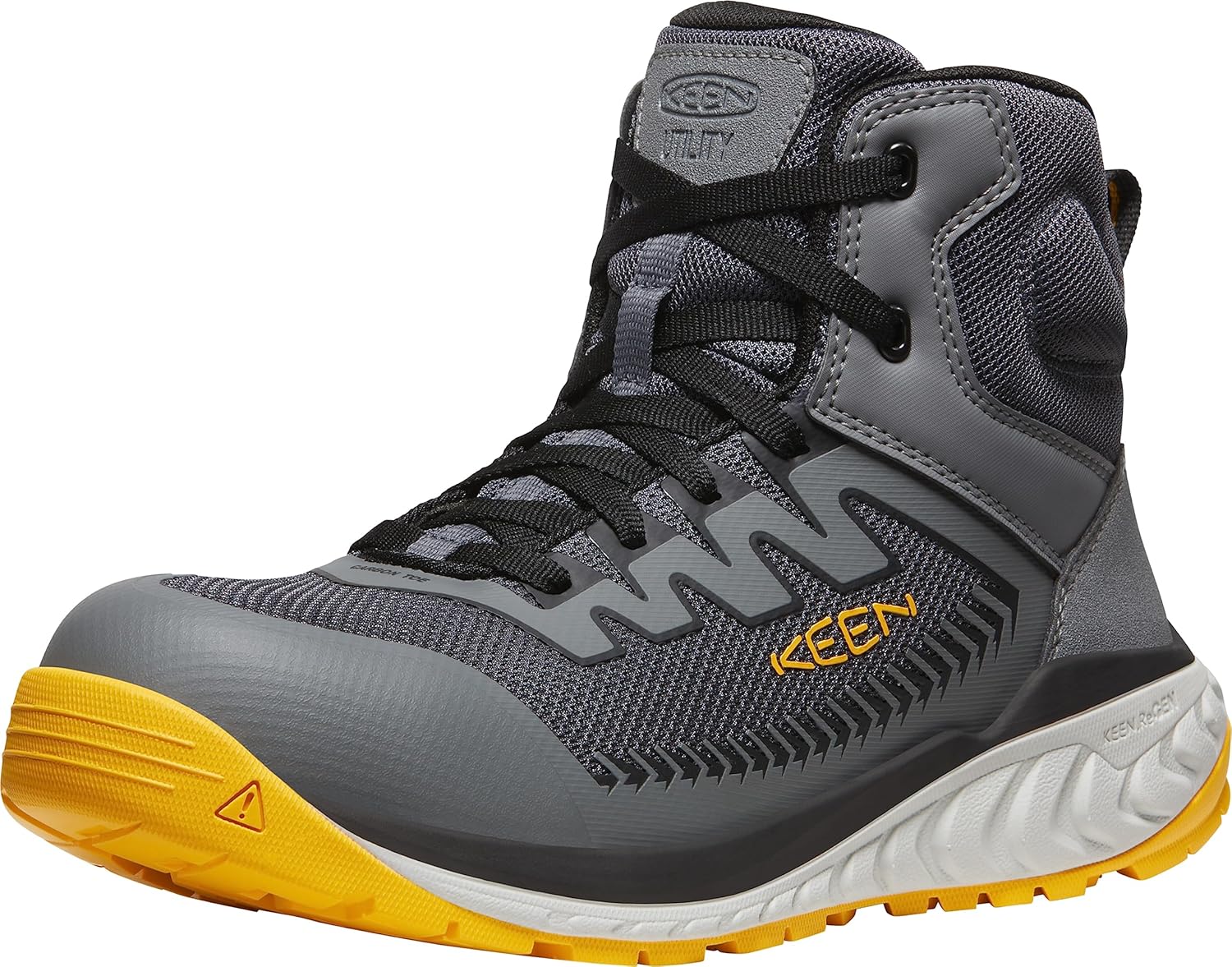 KEEN Utility Men's Arvada Mid Height Composite Toe Breathable Industrial Work Sneakers, Black/Keen Yellow, 10.5