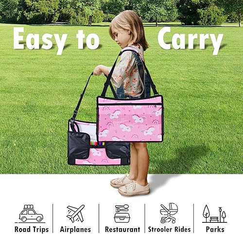 Miniatura 6 de Bandeja de viaje para niños, bandeja de asiento de automóvil para niños, artículos esenciales de viaje por carretera con kit de dibujo, organizador