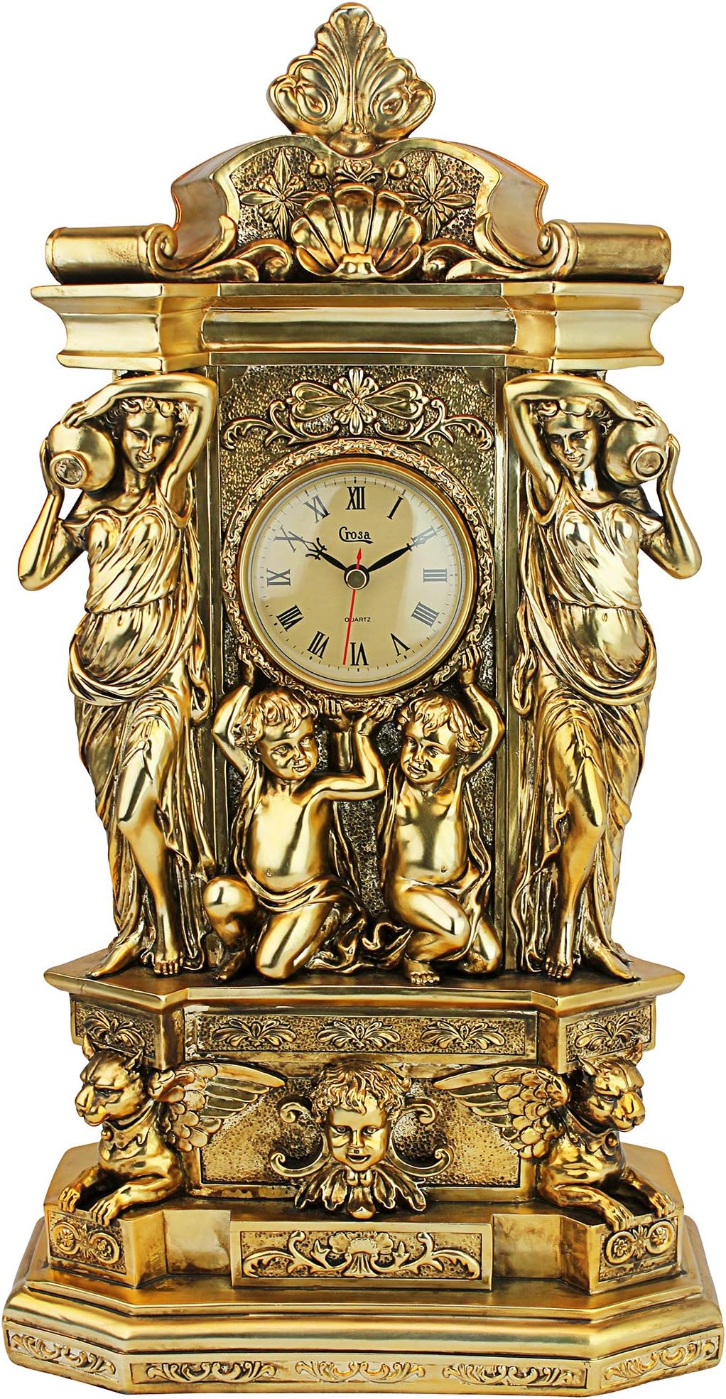 Design Toscano Chateau Chambord Mantel Clock, 20 Inch, Polyresin, Gold