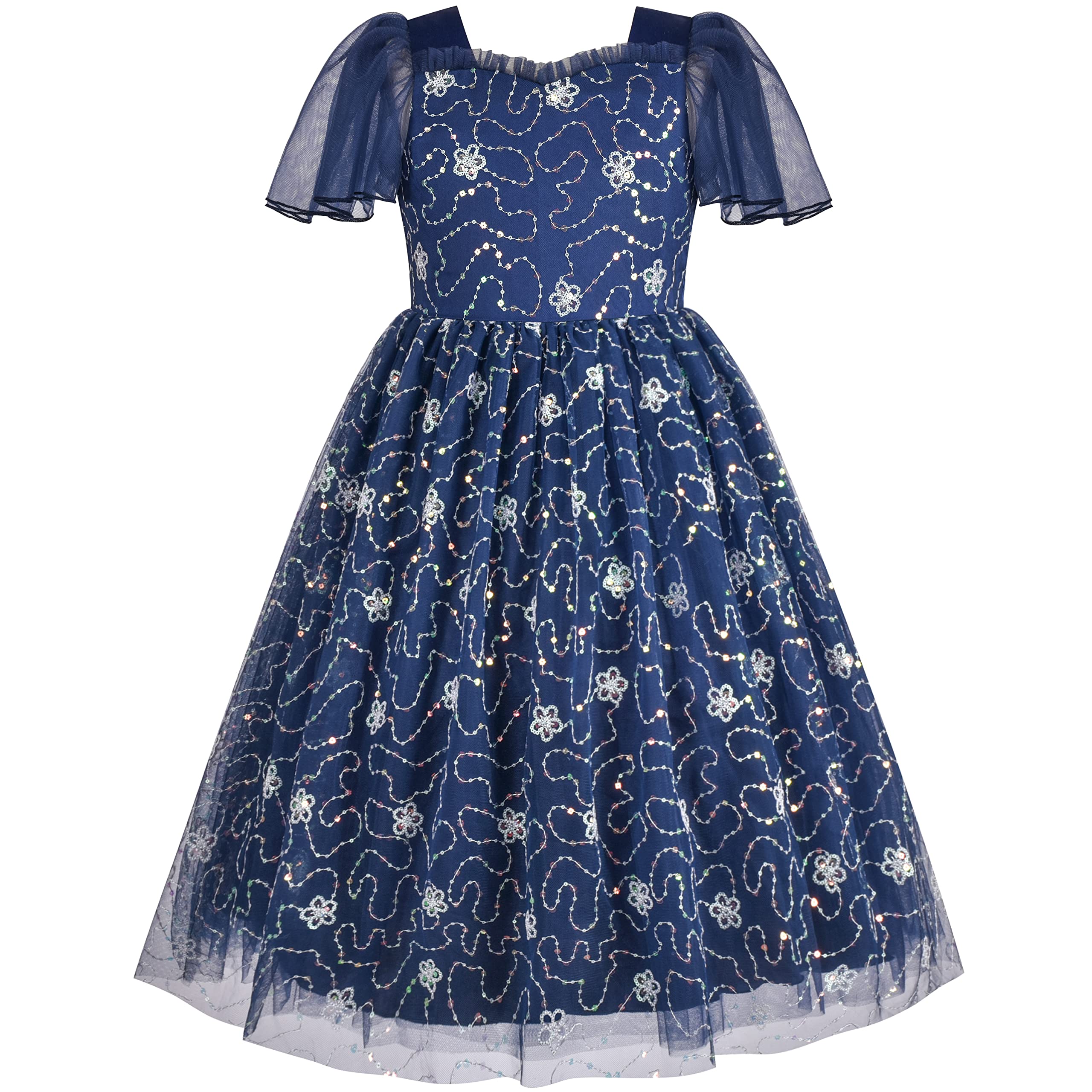 Sunny Fashion Vestido para niña Flor Encaje Dobladillo Boda Primero Comunión 6-14 años