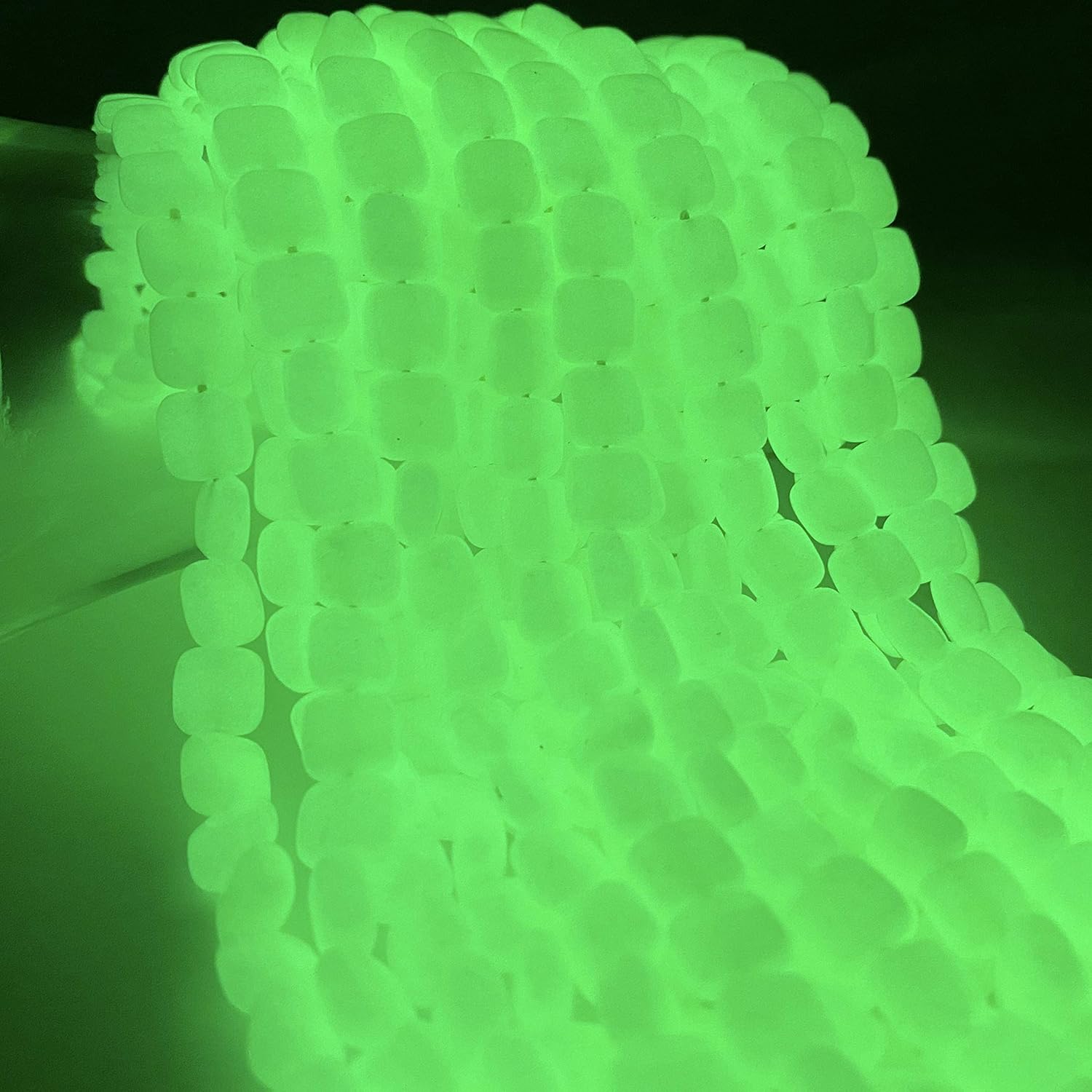 ABCGEMS Glow-in-Dark Mexican Olive-Green Aragonite Beads (AKA Cave Calcite- Extremely Rare) Healing Energy Ideal for Bracelet Necklace Ring DIY Jewelry Making Craft Men Women Smooth Square 10mm