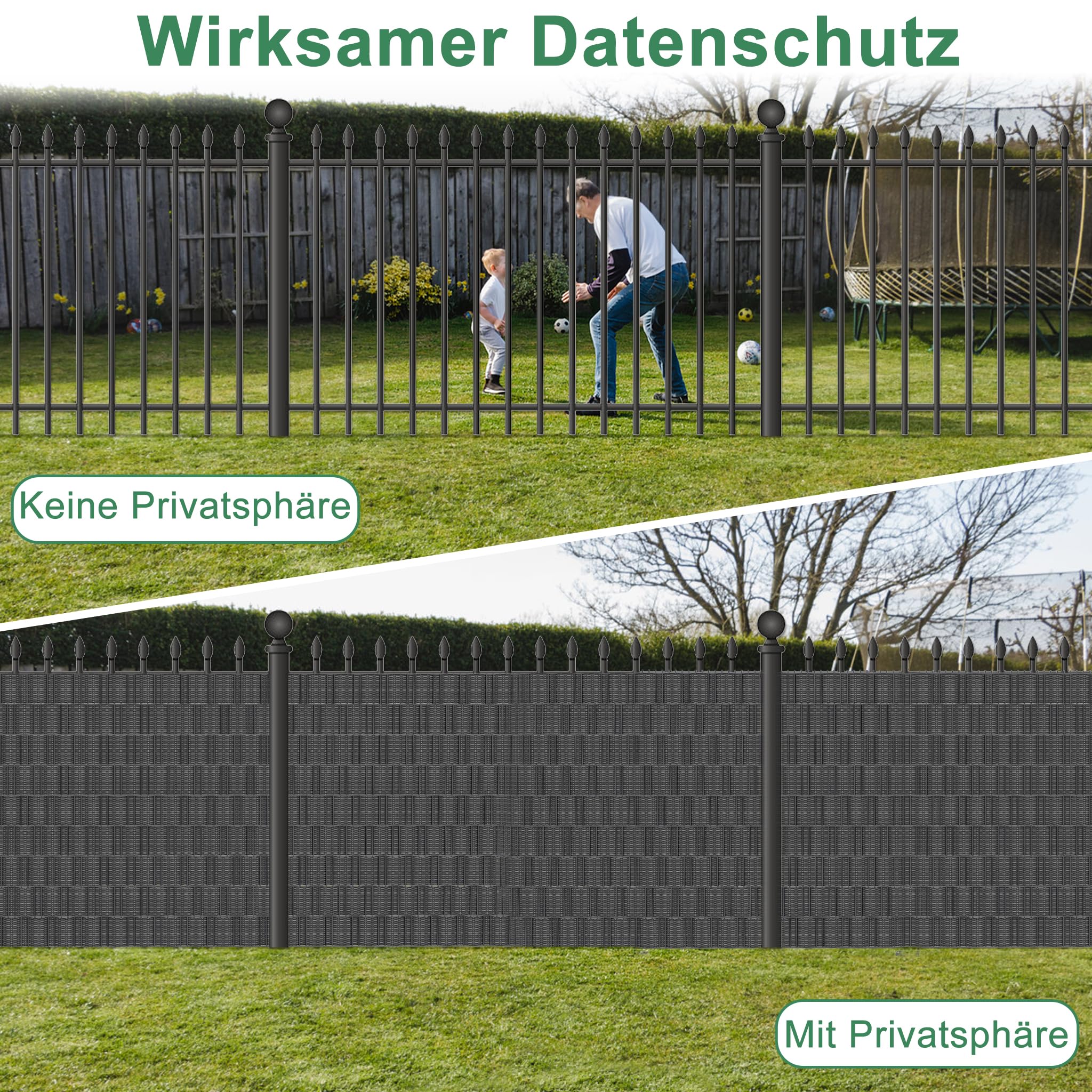 XMTECH PVC Sichtschutzstreifen 70m für Doppelstabmattenzaun Rattan-Anthrazi