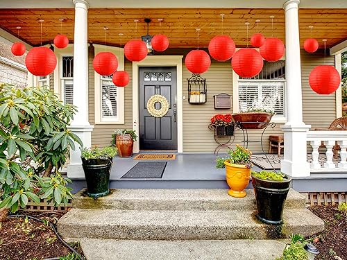 Miniatura 5 de Juego de 18 faroles de papel chinos redondos de 46812 pulgadas lámparas redondas de papel chino para bodas compromisos fiestas de abejas rojo 6