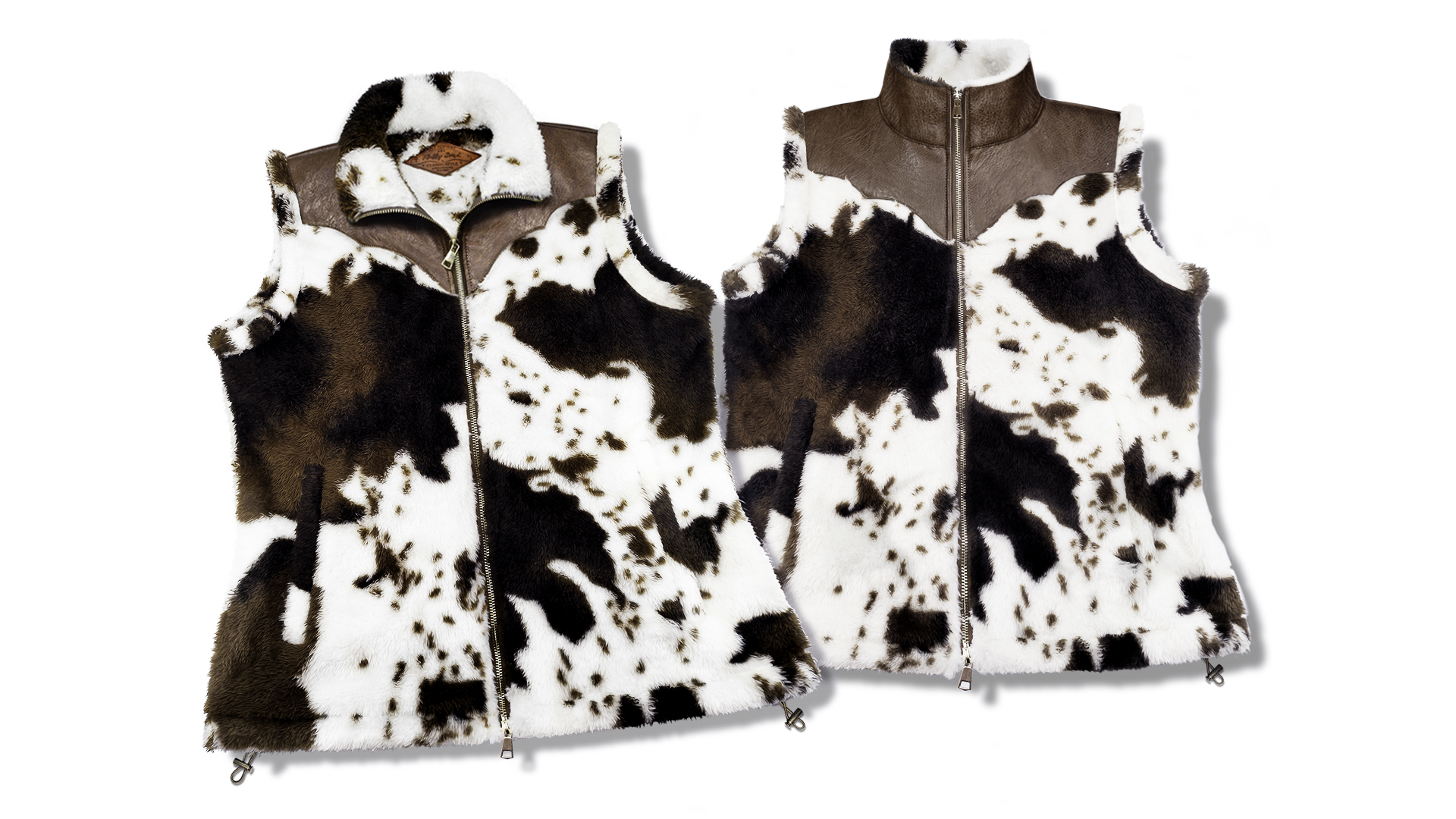 Women's Fuzzy Cow Print Vest Cozy Lightweight Sherpa Fleece Vest
