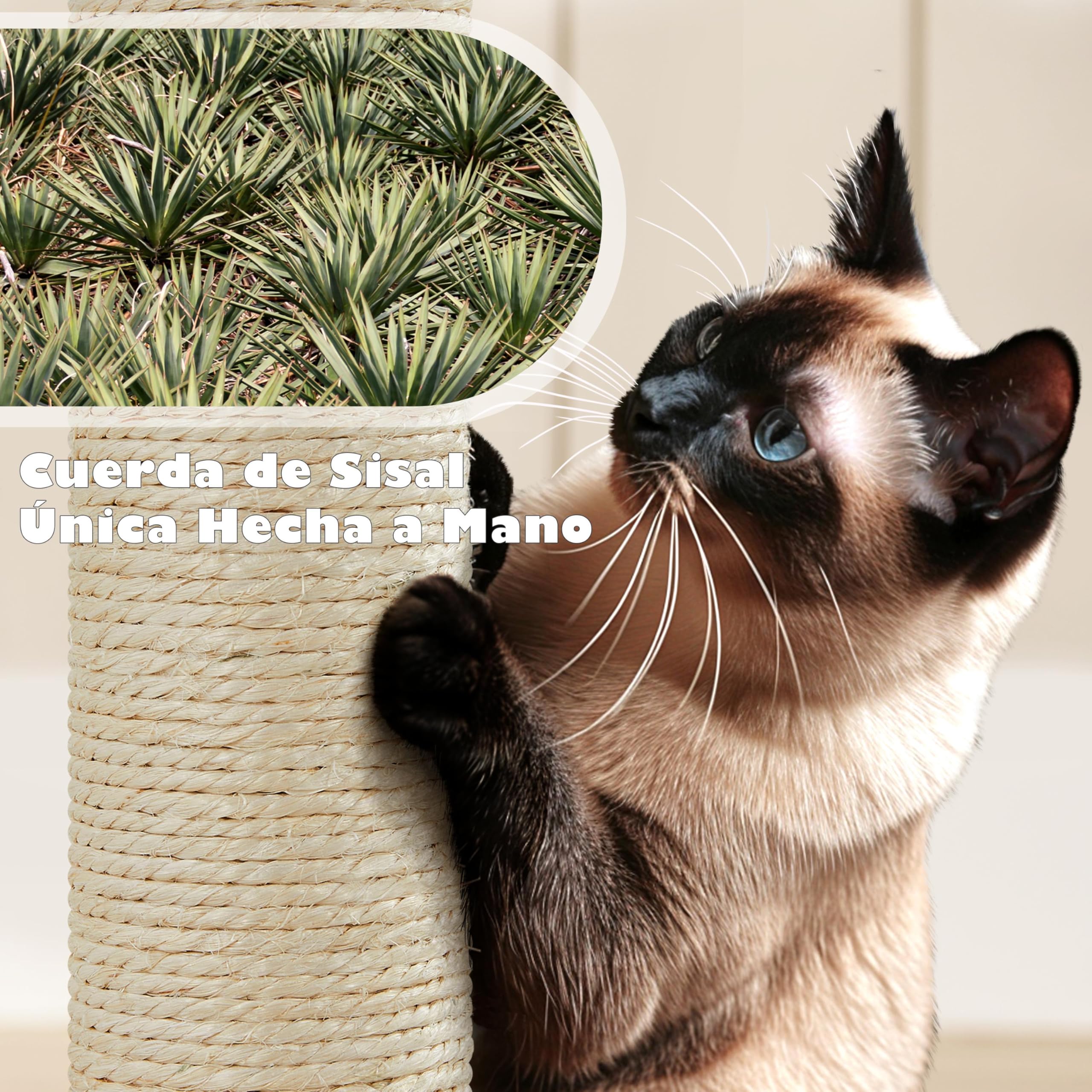 Yaheetech Árbol Rascador para Gatos 139cm con 3 Plataformas 2 Nidos 2 Pompones Torre de Escalador con Postes en Sisal Ideal para 3-4 Gatos Gris Claro