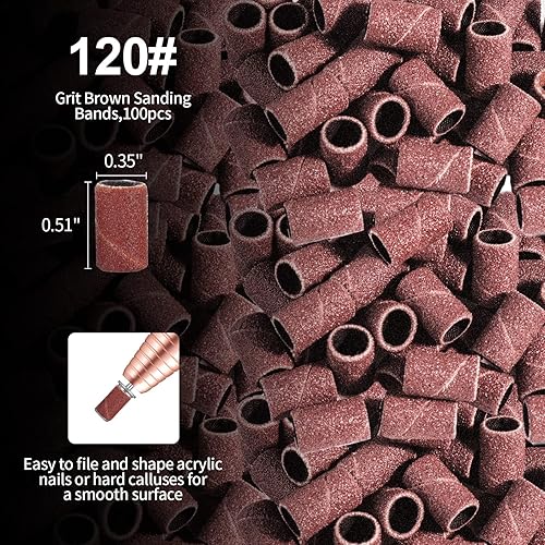 Miniatura 4 de Brocas para uñas, bandas de lijado, 3 colores gruesos y finos de grano medio, juego de arena Efile, tamaño #80 # 120 # 180, lima eléctrica, brocas