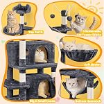 Yaheetech Arbre de chat, 67in Tour Cat pour Chats Intérieurs, Condos Cat Multi-Niveau avec 3 Sticks de thésers pour chats amovibles, Centre d'activités Meubles Tour d'escalade avec/postes d'échafaudage, Hammock, Panier