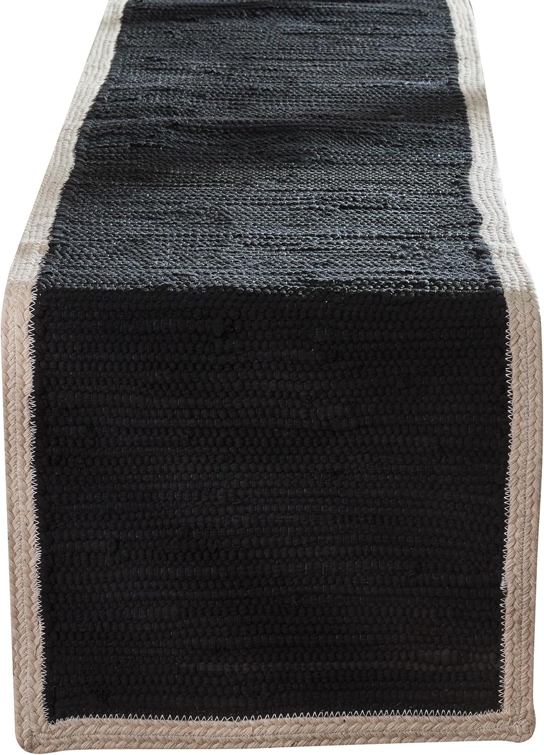 Split P Reusable Dune Black Table Runner 14" x 54" Decorative Woven Dinner Mat for Modern Farmhouse Kitchen Table Decor, Cozy Neutral Tabletop Decorating, or Boho Dining Room Decoration