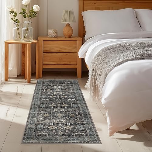 Ruaruarug Area Rug Non Slip Machine Washable Ultra Soft Living Room/Bedroom/Kitchen/Outdoor/Classroom Silver, 2'×6'