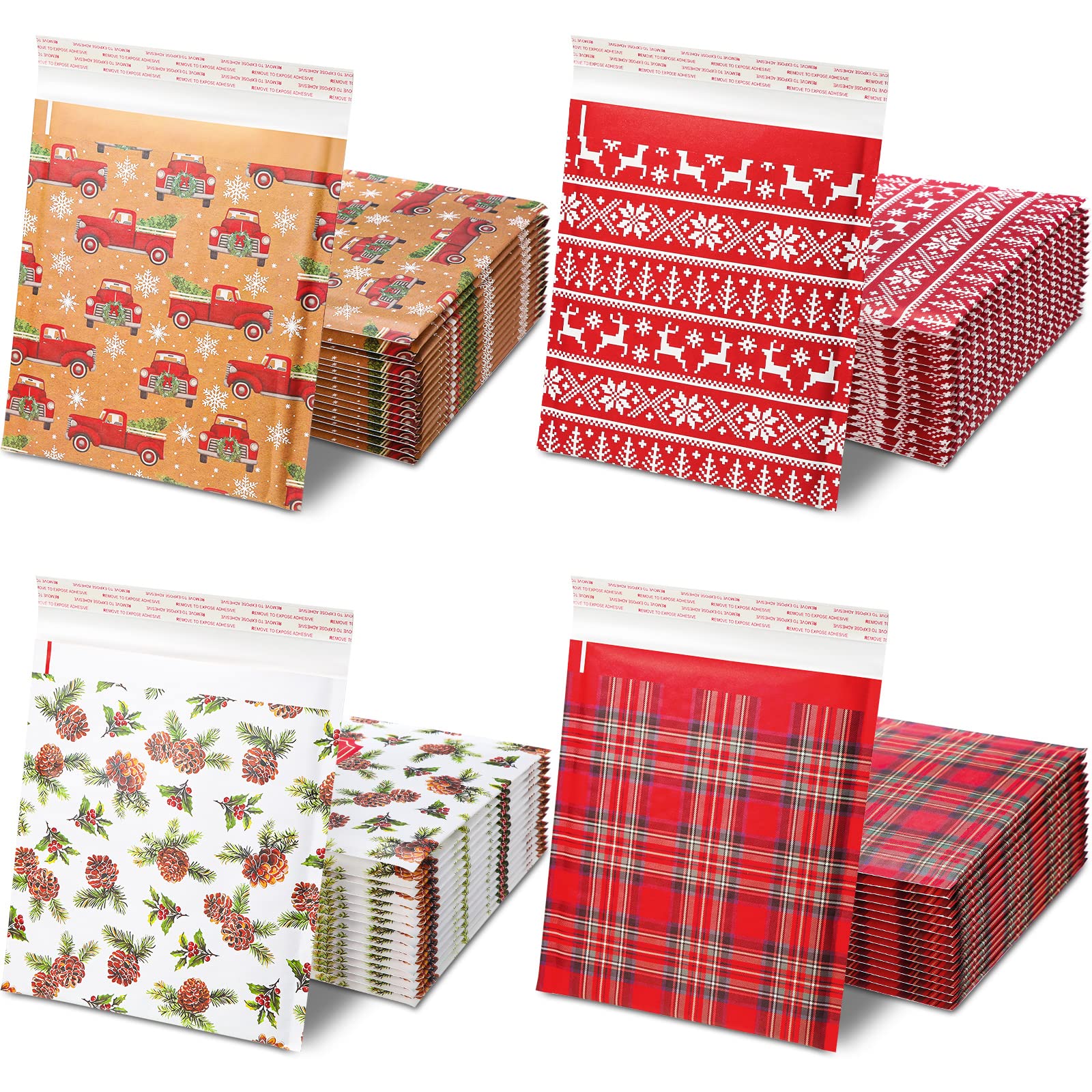 Photo 1 of 60 Pcs Christmas Bubble Mailers 8.3 x 9.3 Inch Christmas Padded Envelopes Self Adhesive Shipping Bags Holiday Mailing Envelopes Waterproof and Tear Proof Postal Bags for Xmas Mailing Packaging Vintage Style