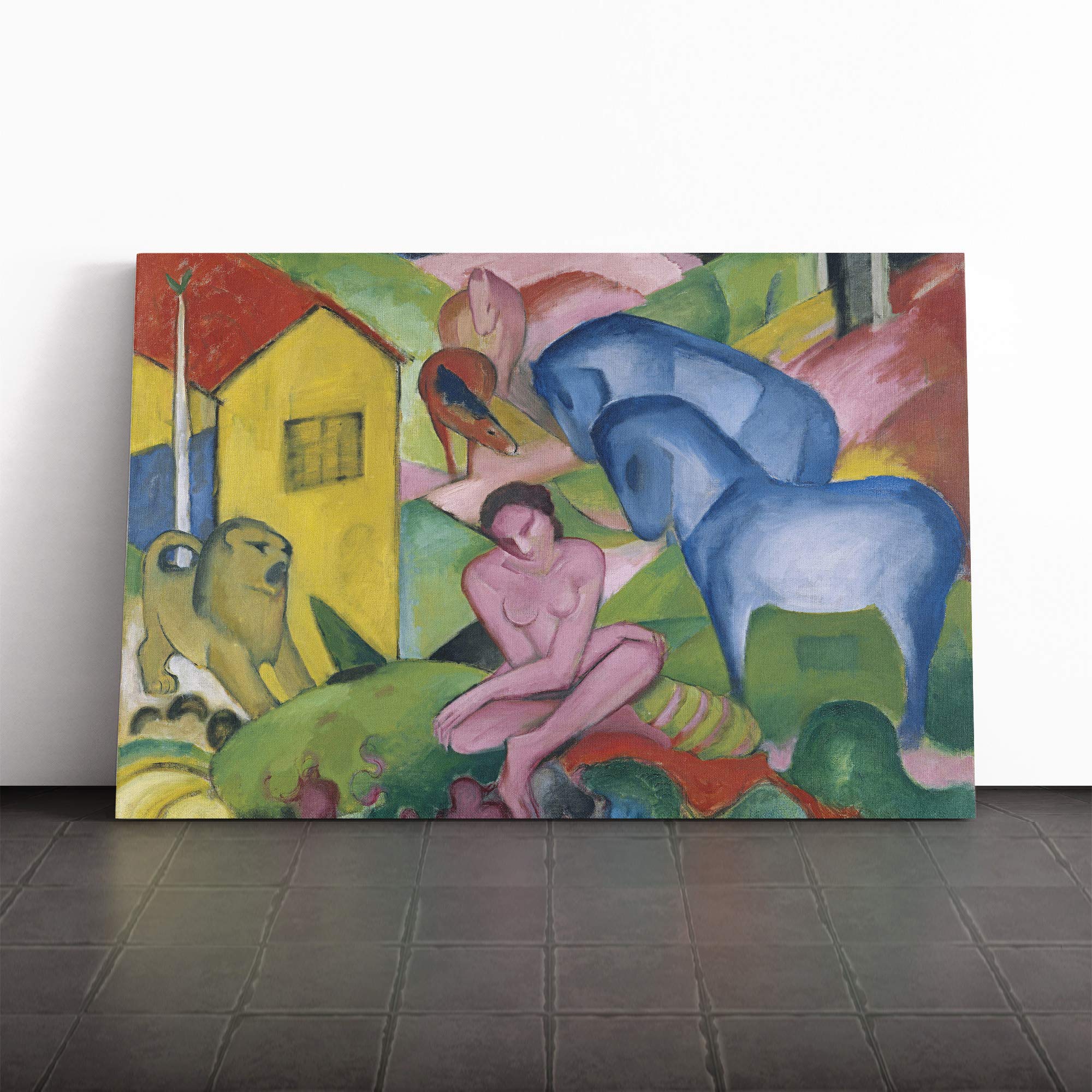 Franz Marc The Dream Canvas Print | Gallery Wrapped 30mm Frame Wall Art | 20x14 inches | Ready to Hang | Modern Picture | Living Room Bedroom Lounge Office
