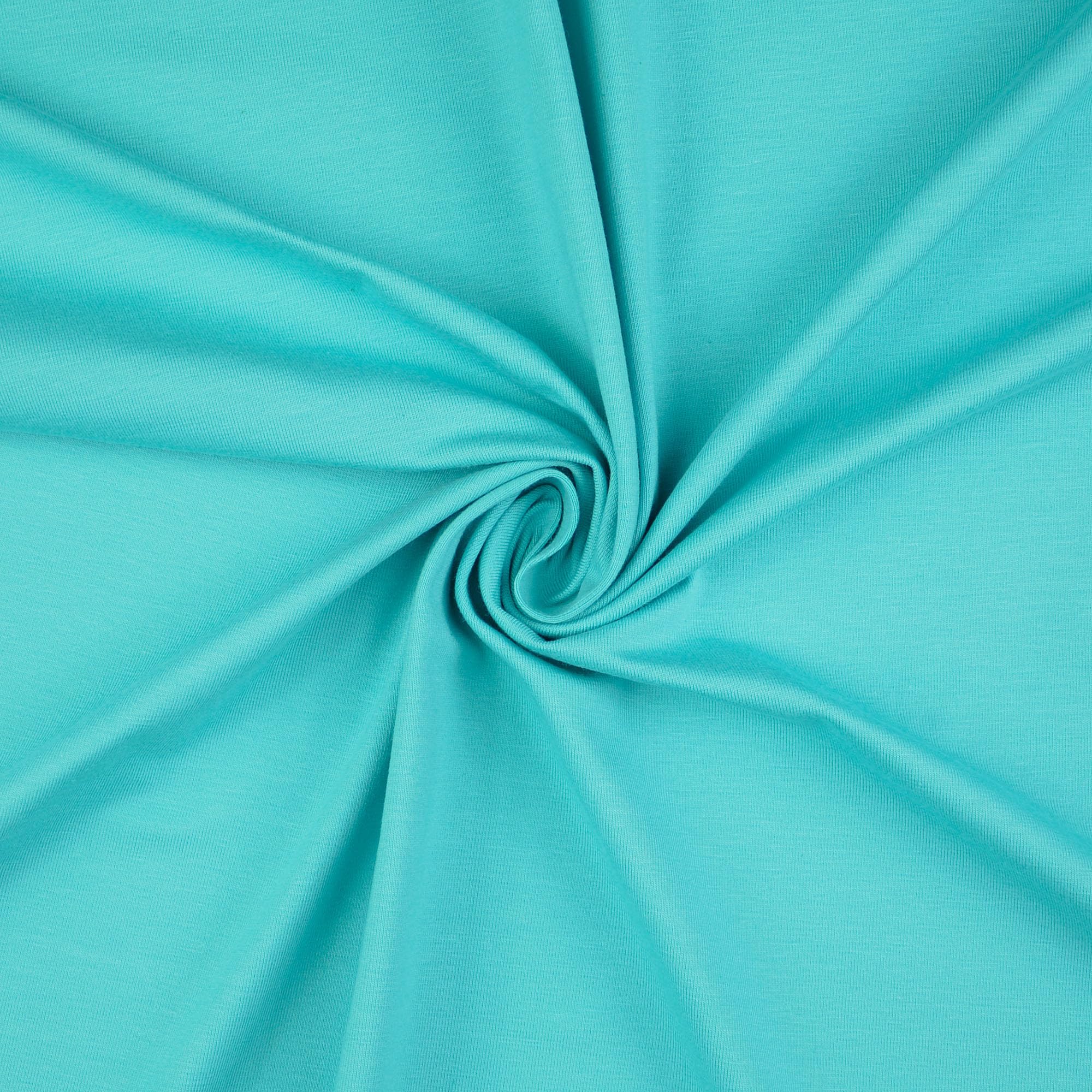 TheFabricTrade Aqua Premium Plain Cotton Jersey Knit Fabric Elastic Lycra Stretch Textile Clothing Dressmaking T-Shirt Elastane Material - 1000cm x 150cm (10 Metre)
