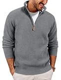 Men Quarter Zip Pullover Sweaters Lightweight Knit Dress Sweater for Glof Work Casual