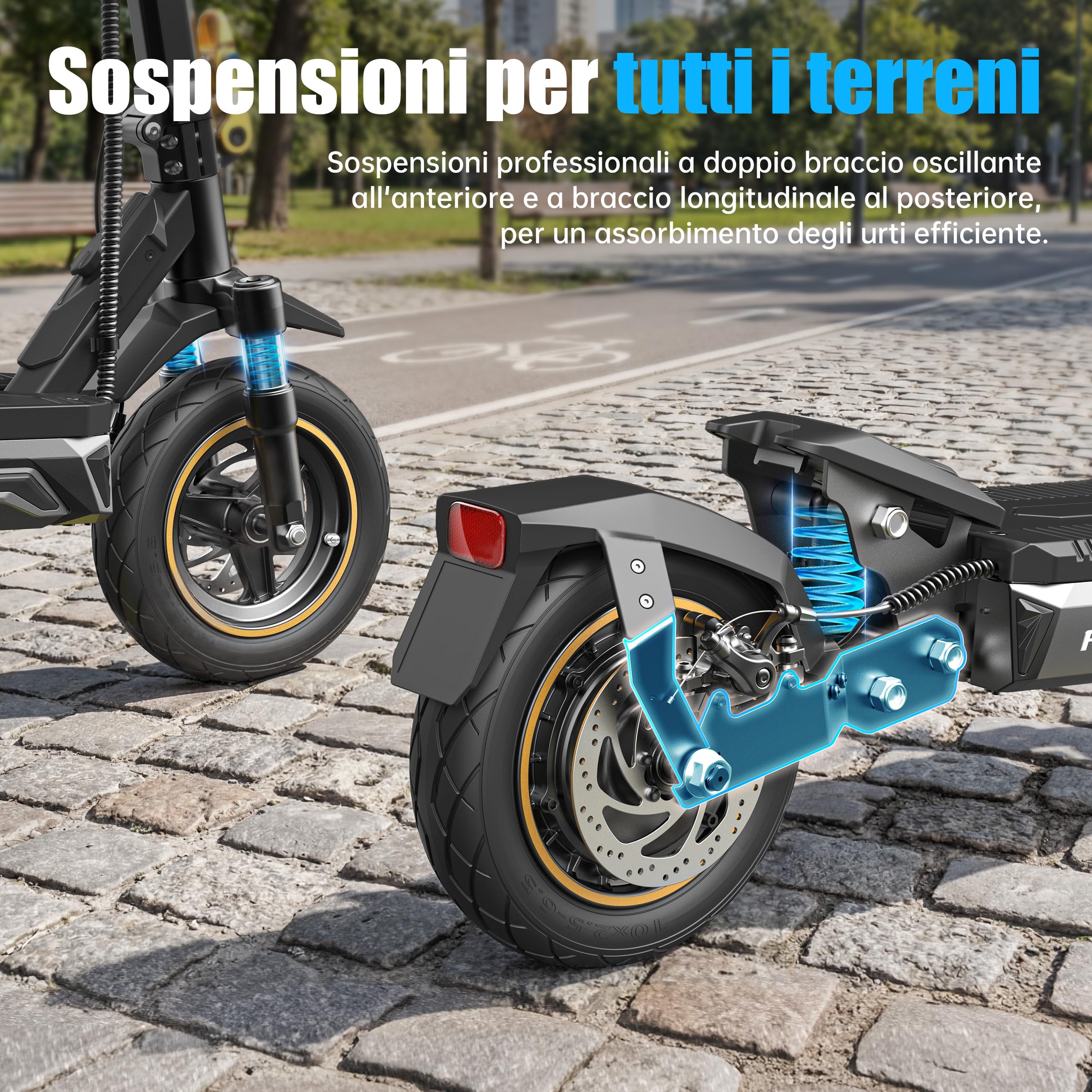 Monopattino Elettrico Ausom K20 Pro per Adulti,Batteria 48V 18Ah, Autonomia 90km, Pneumatici 10" Tubeless, Doppio Disco, Pieghevole, IPX5