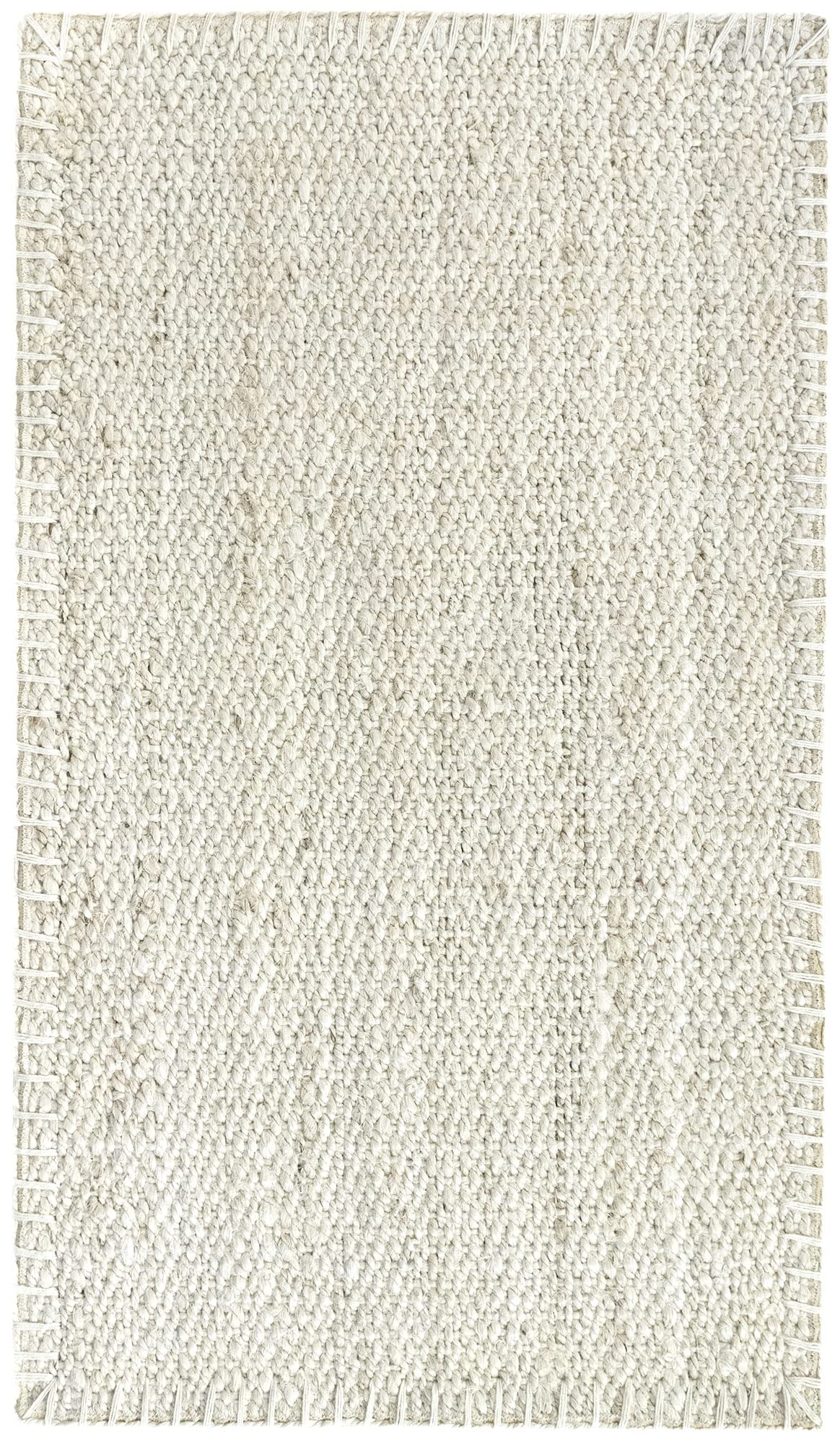 HAMID - Granat Jutowy Dywan 100% Biały, Naturalny Włókno Jutowe, Miękki, Ręcznie Tkany Dywan, Salon, Jadalnia, Sypialnia, Korytarze, Wejście, Naturalny Kolor Biały (110x60cm)