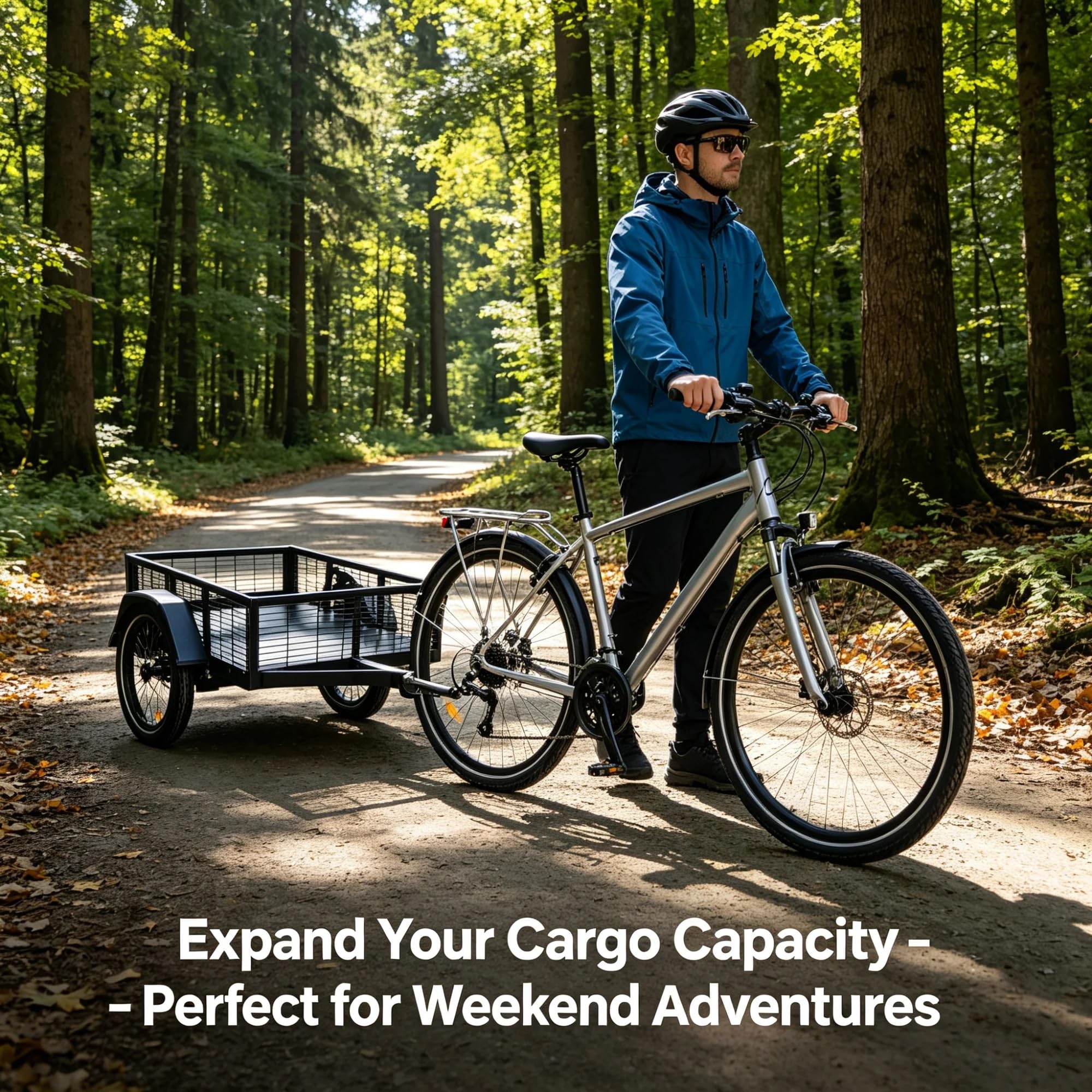 Remolque Carga para E-Bici, Carro de Acero Plegable Pesado | Capacidad 110 lb, Enganche Universal para E-Bicis – Ideal para Viajes Diarios, Compras y Transporte Urbano