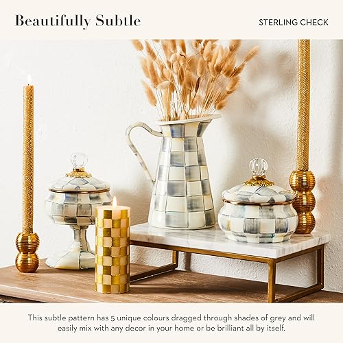 Miniatura 3 de MacKenzie-Childs Sterling Check - Tetera esmaltada, tetera decorativa, capacidad de 3 cuartos de galón