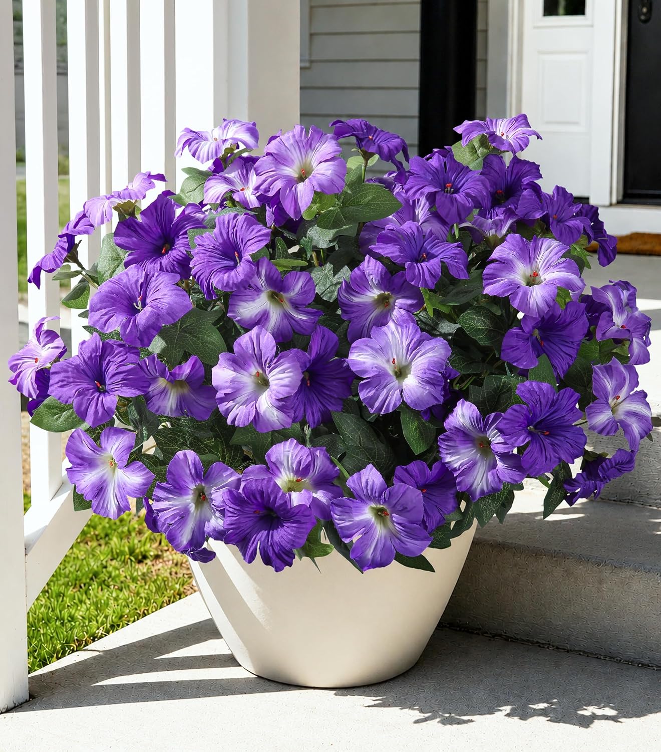 Artificial Petunia Flowers for Outdoor Decoration, Fake Flower (4Pcs Purple)