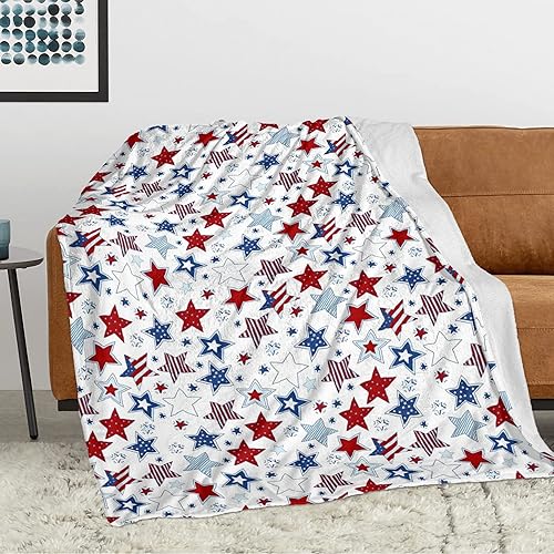 Miniatura 9 de Manta patriótica para el Día de los Caídos, manta mullida de franela de felpa mullida para el Día de la Independencia, manta de cama con bandera de