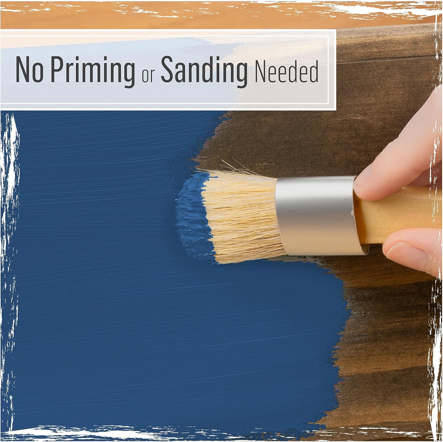 FolkArt Home Décor Chalk 8 fl oz White & Blue Kit, Includes 2 Ultra Matte Acrylic Craft Paints and 2 Piece Combo Brush Set, 96415