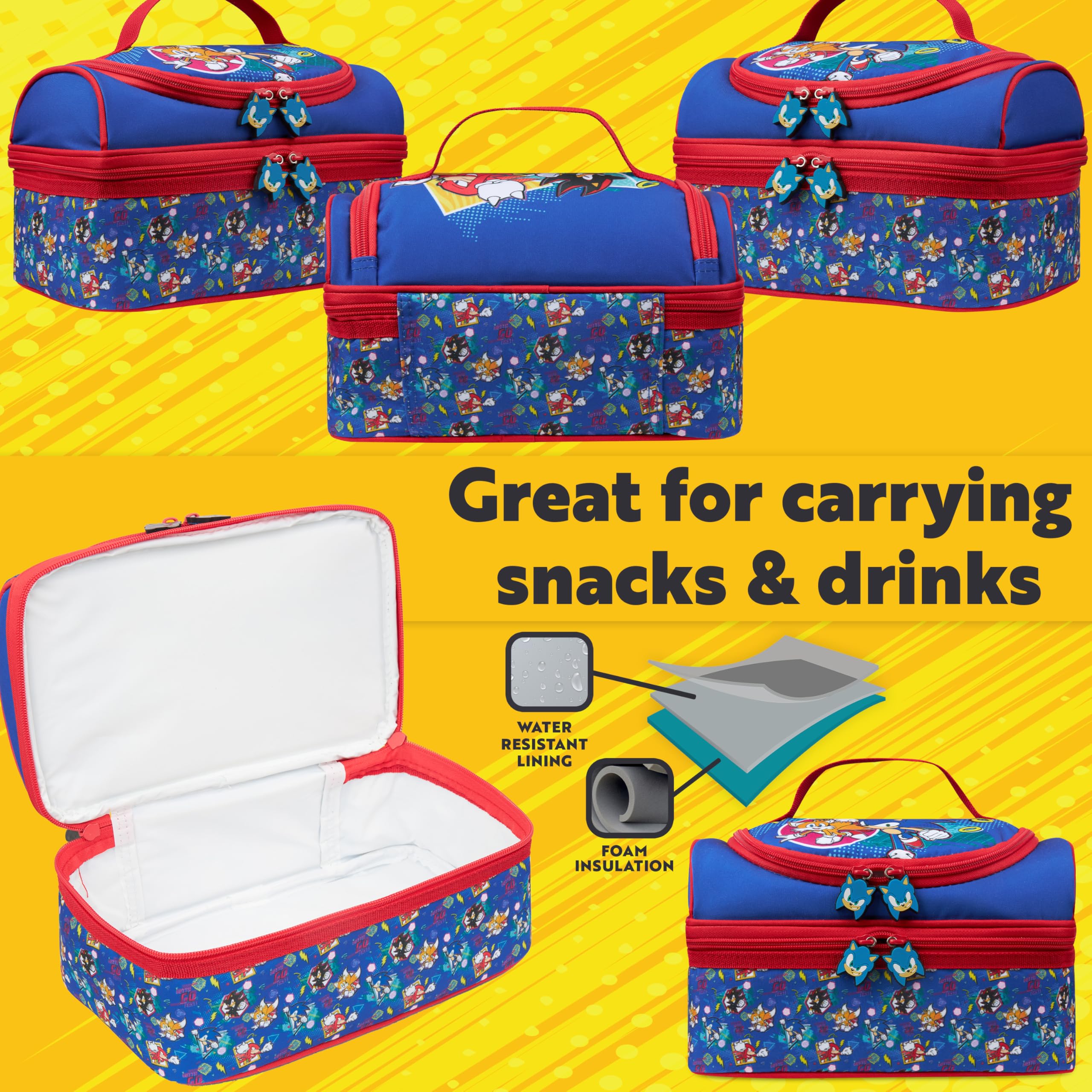 SONIC THE HEDGEHOG Kids Lunch Box 3 Stuk Set Geïsoleerde Lunch Bag Snack Box 430 ml Water Fles BPA Gratis School Reizen Officiële Merchandise