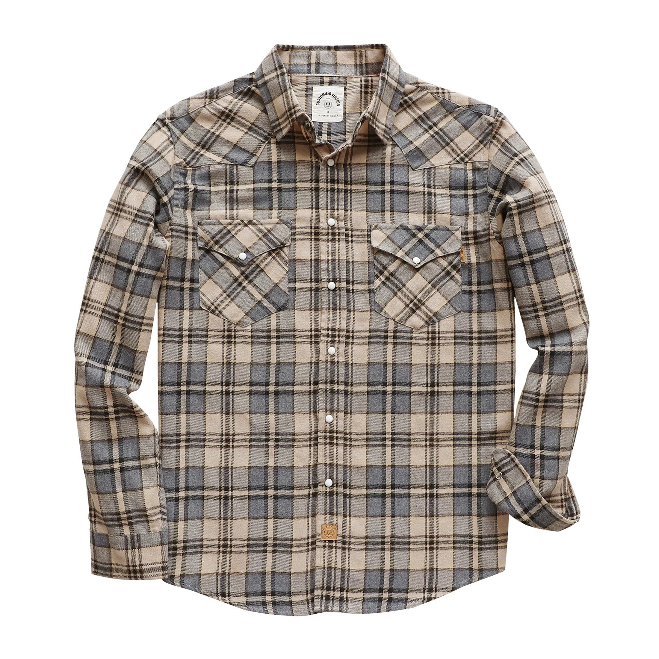 Dubinik® Camicia Flanella Uomo Invernale Camicia Uomo Flanella Cotone Western Cowboy con Bottone Automatico Vintage Quadri