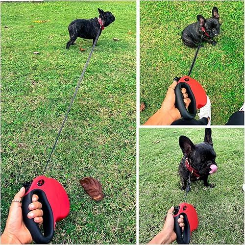 Miniatura 7 de Tuff Pupper Correa retráctil resistente para perro, correa de perro de 16 pies con costuras reflectantes para seguridad nocturna, bloqueo y