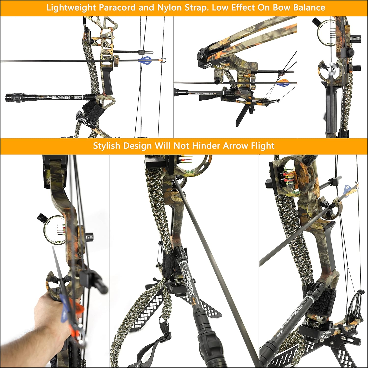 SUNYA Paracord Compound Bow Sling with V2 Upgraded Magnetic Connection System. Lightweight Hands Free Shoulder Carrying Sling for Bow Hunting, Field Archery and 3D
