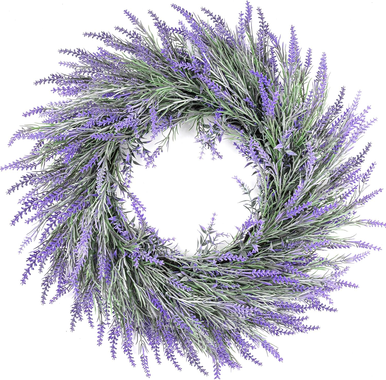 Summer Lavender Door Wreath, 20Inch Summer Front Door Wreath, All Seasons Wreaths Purple Artificial Lavender Wreaths for Outdoor Outside Indoor Wall Window Home Rustic Farmhouse Decorations