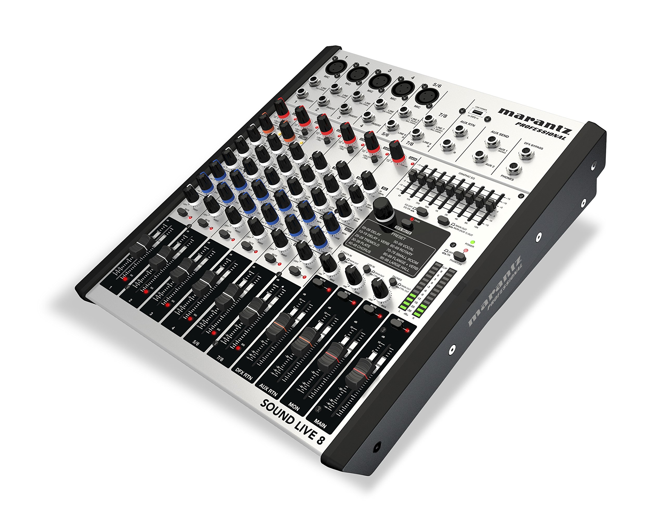 Marantz Professional Sound Live 8 | 8-channel / 2-Bus Tabletop Mixer with 5 XLR Inputs + Mic Preamps